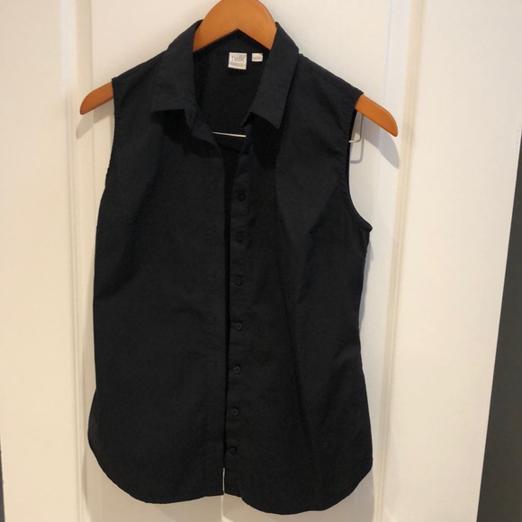 collared, button down sleeveless black shirt. - Picture 1 of 5